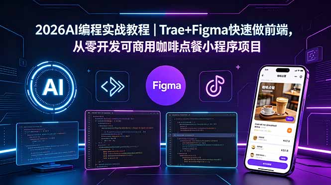 （18627期）2026AI编程实战教程｜Trae+Figma快速做前端，从零开发可商用咖啡点餐小程序项目-我爱项目网