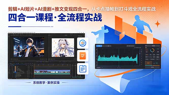 （18463期）剪辑+AI短片+AI漫剧+推文变现四合一，从卡点抽帧到打斗戏全流程实战-我爱项目网