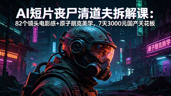 （18649期）AI短片《丧尸清道夫》拆解课：82个镜头电影感+原子朋克美学，7天3000元国产天花板-我爱项目网