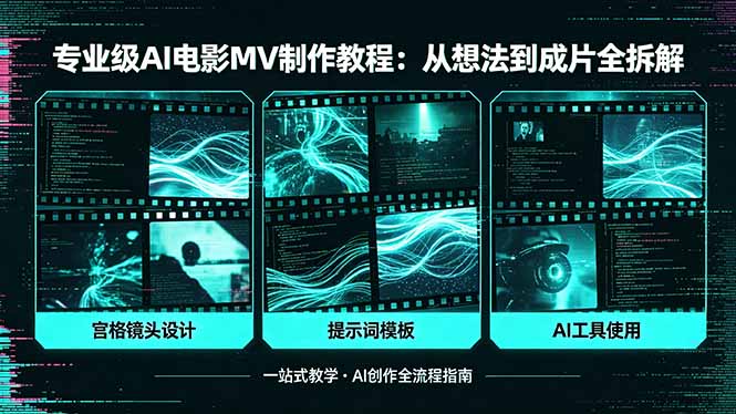 （18295期）专业级AI电影MV制作教程，从想法到成片全拆解，宫格镜头+提示词模板+AI工具一站式教学-我爱项目网