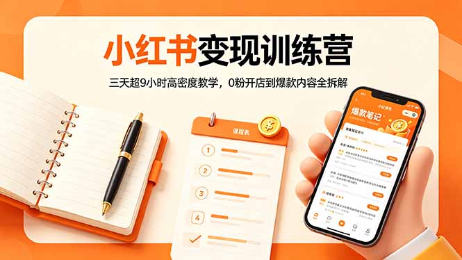 （18337期）小红书变现训练营：三天超9小时高密度教学，0粉开店到爆款内容全拆解-我爱项目网