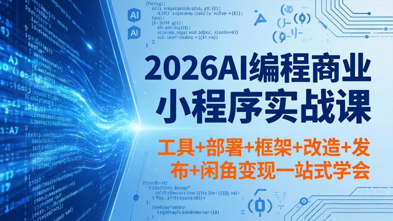 （18293期）2026AI编程商业小程序实战课，工具+部署+框架+改造+发布+闲鱼变现一站式学会-我爱项目网