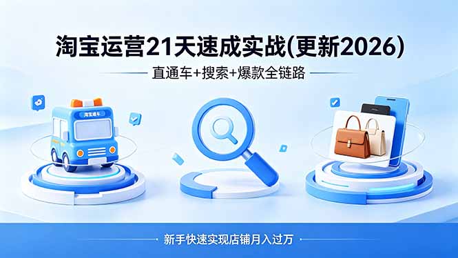 （18316期）淘宝运营21天速成实战(更新4月)，直通车+搜索+爆款全链路，新手快速实现店铺月入过万-我爱项目网