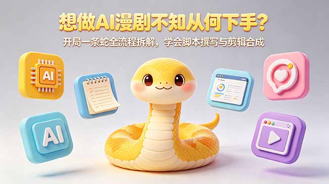 （18550期）想做AI漫剧不知从何下手？开局一条蛇全流程拆解，学会脚本撰写与剪辑合成-我爱项目网