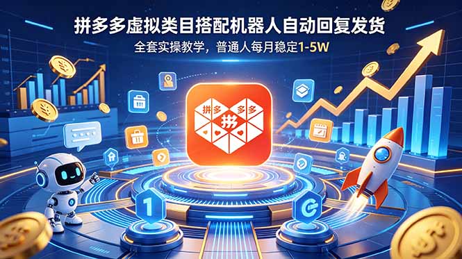 (18884期)拼多多虚拟类目搭配机器人自动回复发货,全套实操教学,普通人每月稳定 1-5W-我爱项目网