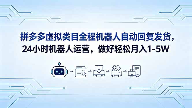 （18715期）拼多多虚拟类目全程机器人自动回复发货，24 小时机器人运营，做好轻松月入 1-5W-我爱项目网