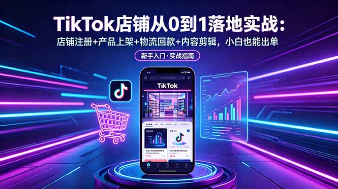 （18862期）TikTok店铺从0到1落地实战：店铺注册+产品上架+物流回款+内容剪辑，小白也能出单-我爱项目网