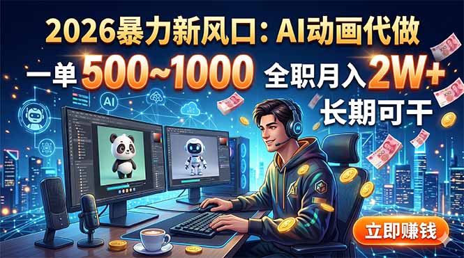 (18993期)2026暴力新风口:AI动画代做,一单500~1000,全职月入2W+,长期可干-我爱项目网