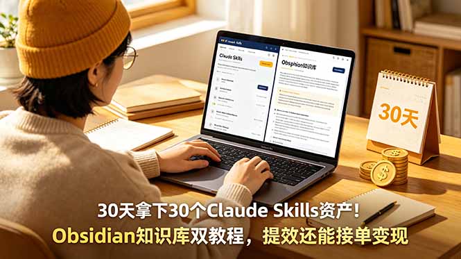 (18886期)30天拿下30个Claude Skills资产!Obsidian知识库双教程,提效还能接单变现-我爱项目网