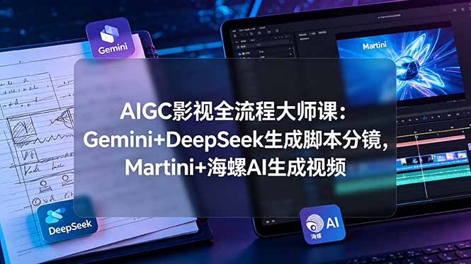 （19008期）AIGC影视全流程大师课：Gemini+DeepSeek生成脚本分镜，Martini+海螺AI生成视频-我爱项目网