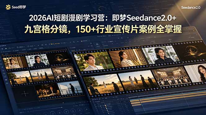 （19055期）2026AI短剧漫剧学习营：即梦Seedance2.0+九宫格分镜，150+行业宣传片案例全掌握-我爱项目网
