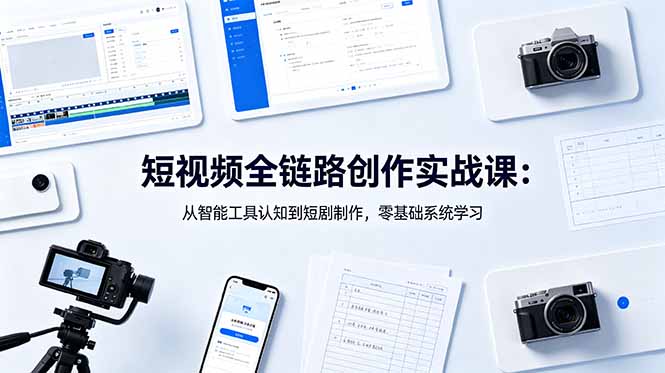 （18683期）短视频全链路创作实战课：从智能工具认知到短剧制作，零基础系统学习-我爱项目网