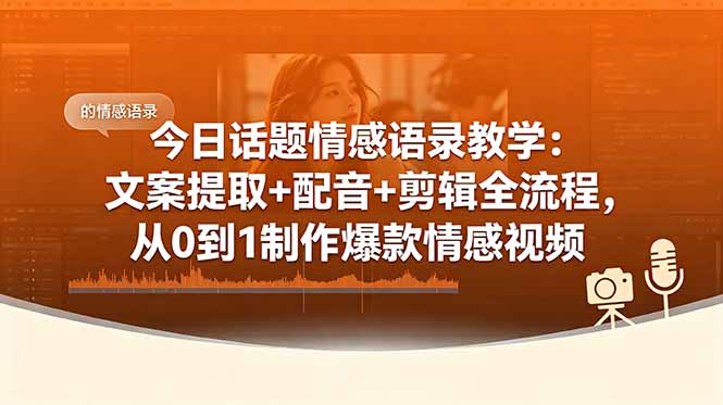 (18719期)今日话题情感语录教学:文案提取+配音+剪辑全流程,从0到1制作爆款情感视频-我爱项目网