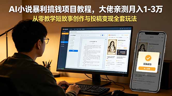 （18898期）AI小说暴利搞钱项目教程，大佬亲测月入1-3万，从零教学短故事创作与投稿变现全套玩法-我爱项目网
