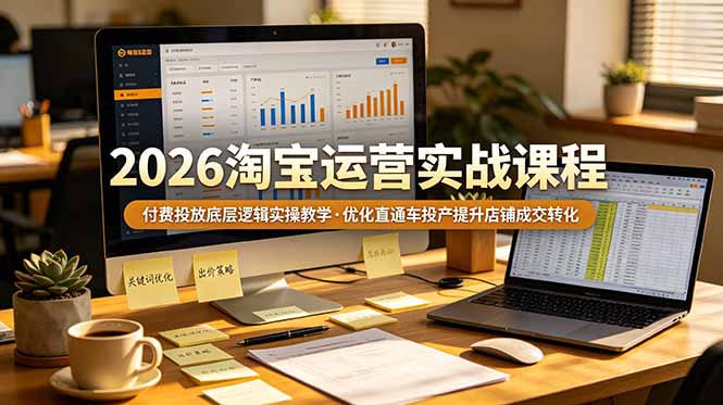 (19075期)2026 淘宝运营实战课程,付费投放底层逻辑实操教学,优化直通车投产提升店铺成交转化-我爱项目网