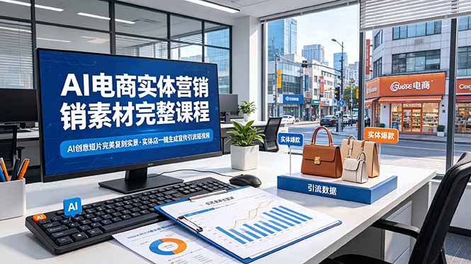 （19076期）AI电商实体营销素材完整课程，AI创意短片完美复刻实景，实体店一键生成宣传引流短视频-我爱项目网