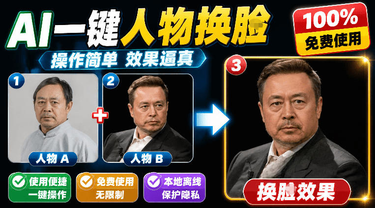 （19012期）纯离线本地运行！AI一键人物lian部替换软件，支持图片换lian，效果逼真，最便捷换lian工具FaceSwap-我爱项目网