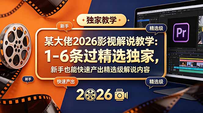 （18946期）某大佬2026影视解说教学：1-6条过精选独家，新手也能快速产出精选级解说内容-我爱项目网