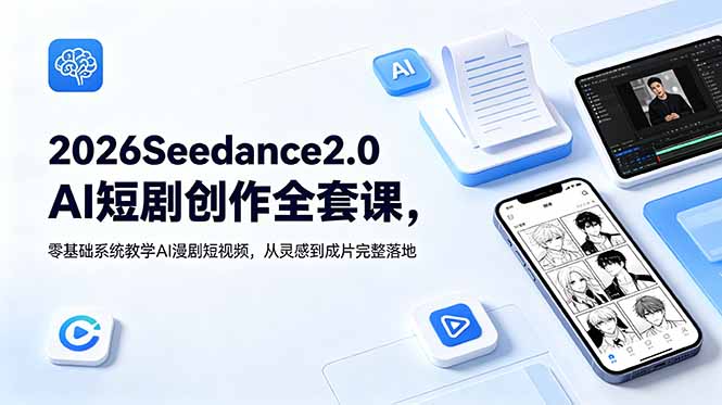 (18958期)2026Seedance2.0AI短剧创作全套课,零基础系统教学AI漫剧短视频,从灵感到成片完整落地-我爱项目网