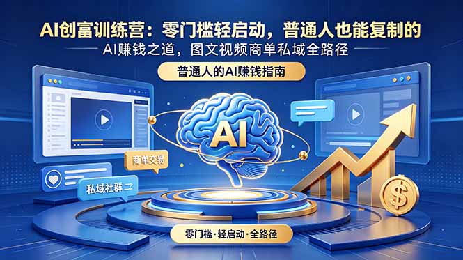 （18911期）AI创富训练营：零门槛轻启动，普通人也能复制的AI赚钱之道，图文视频商单私域全路径-我爱项目网