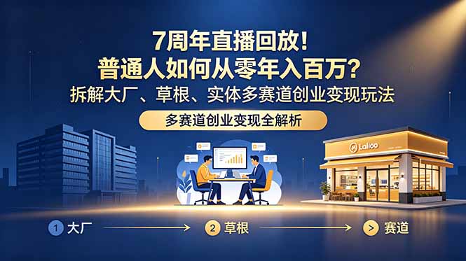 （18894期）7周年直播回放！普通人如何从零年入百万？拆解大厂、草根、实体多赛道创业变现玩法-我爱项目网