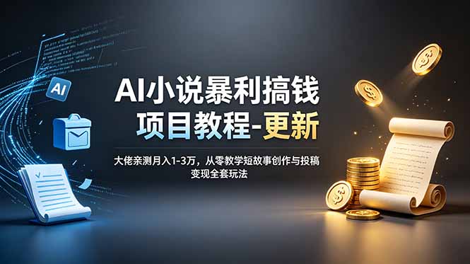 （19030期）AI小说暴利搞钱项目教程-更新，大佬亲测月入1-3万，从零教学短故事创作与投稿变现全套玩法-我爱项目网
