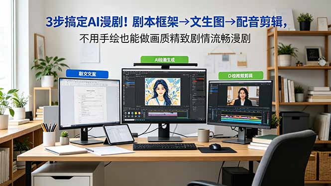 （18866期）3步搞定AI漫剧！剧本框架→文生图→配音剪辑，不用手绘也能做画质精致剧情流畅漫剧-我爱项目网