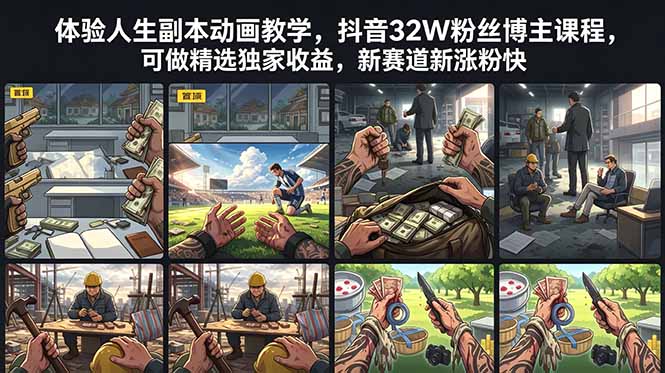 （18826期）体验人生副本动画教学， 抖音32W粉丝博主课程，可做精选独家收益，新赛道新涨粉快-我爱项目网