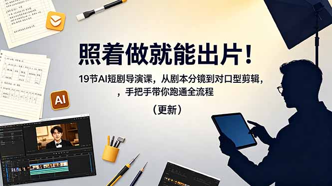 （18694期）照着做就能出片！19节AI短剧导演课，从剧本分镜到对口型剪辑，手把手带你跑通全流程（更新）-我爱项目网