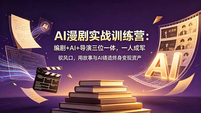 （19032期）AI漫剧实战训练营：编剧+AI+导演三位一体，一人成军 驭风口，用故事与AI铸造终身变现资产-我爱项目网