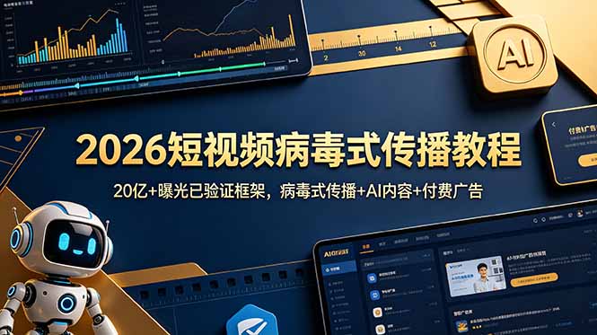 （18986期）2026短视频病毒式传播教程：20亿+曝光已验证框架，病毒式传播+AI内容+付费广告-我爱项目网