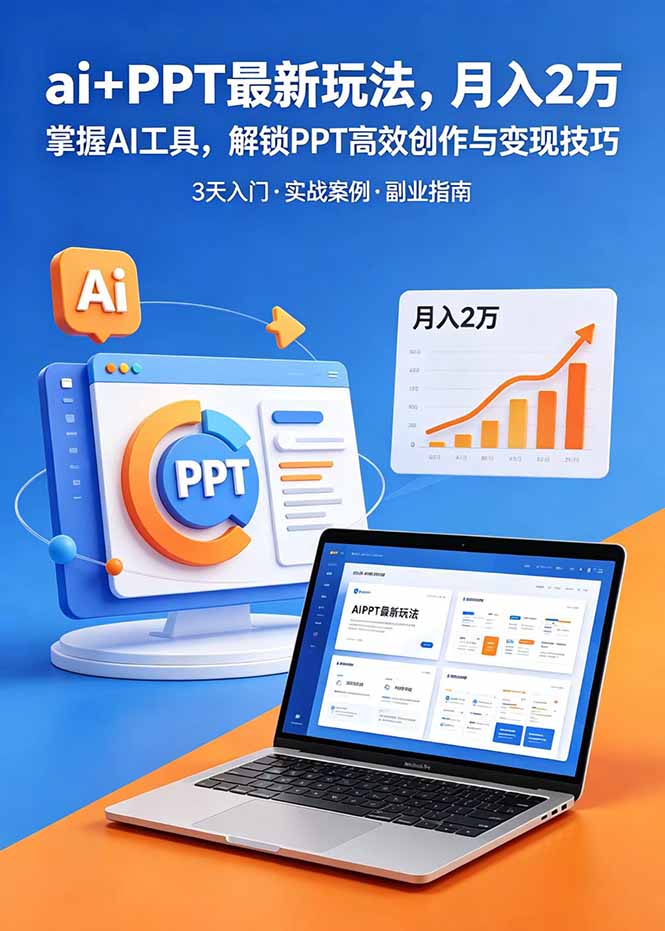 （18881期）ai+PPT最新玩法，月入2万掌握AI工具，解锁PPT高效创作与变现技巧3天入门，实战案例·副业指南-我爱项目网