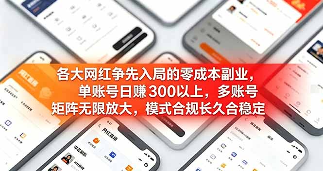 （19092期）各大网红争先入局的零成本副业，单账号日赚 300 以上，多号矩阵可放大，模式合规长久稳定！-我爱项目网