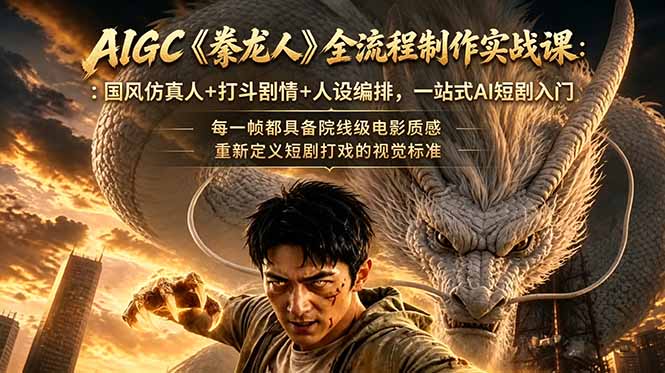 （18849期）AIGC《豢龙人》全流程制作实战课：国风仿真人+打斗剧情+人设编排，一站式AI短剧入门-我爱项目网