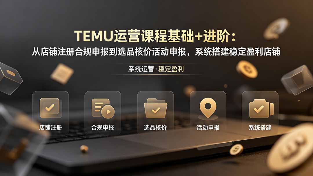 （19081期）TEMU运营课程（基础+进阶）：从店铺注册合规申报到选品核价活动申报，系统搭建稳定盈利店铺-我爱项目网