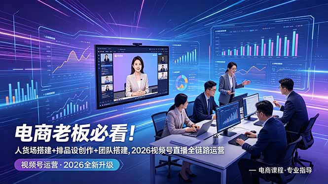 （18845期）电商老板必看！人货场搭建+排品设计+素材创作+团队搭建，2026视频号直播全链路运营-我爱项目网