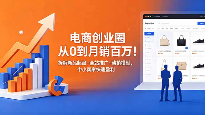 (18831期)电商创业圈从0到月销百万!拆解新品起盘+全站推广+动销模型,中小卖家快速盈利-我爱项目网