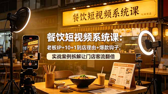 （18712期）餐饮短视频系统课：老板IP+10+1到店理由+爆款钩子，实战案例拆解让门店客流翻倍-我爱项目网