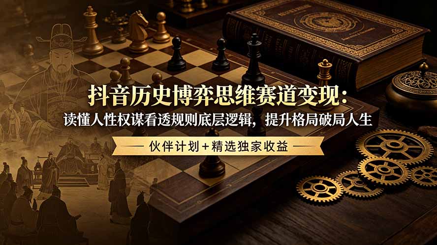 （19116期）抖音历史博弈思维赛道变现：读懂人性权谋看透规则底层逻辑，提升格局破局人生，伙伴计划+精选独家收益-我爱项目网