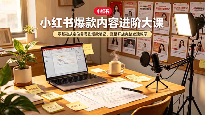 （19118期）小红书爆款内容进阶大课，零基础从定位养号到爆款笔记，直播开店完整变现教学-我爱项目网
