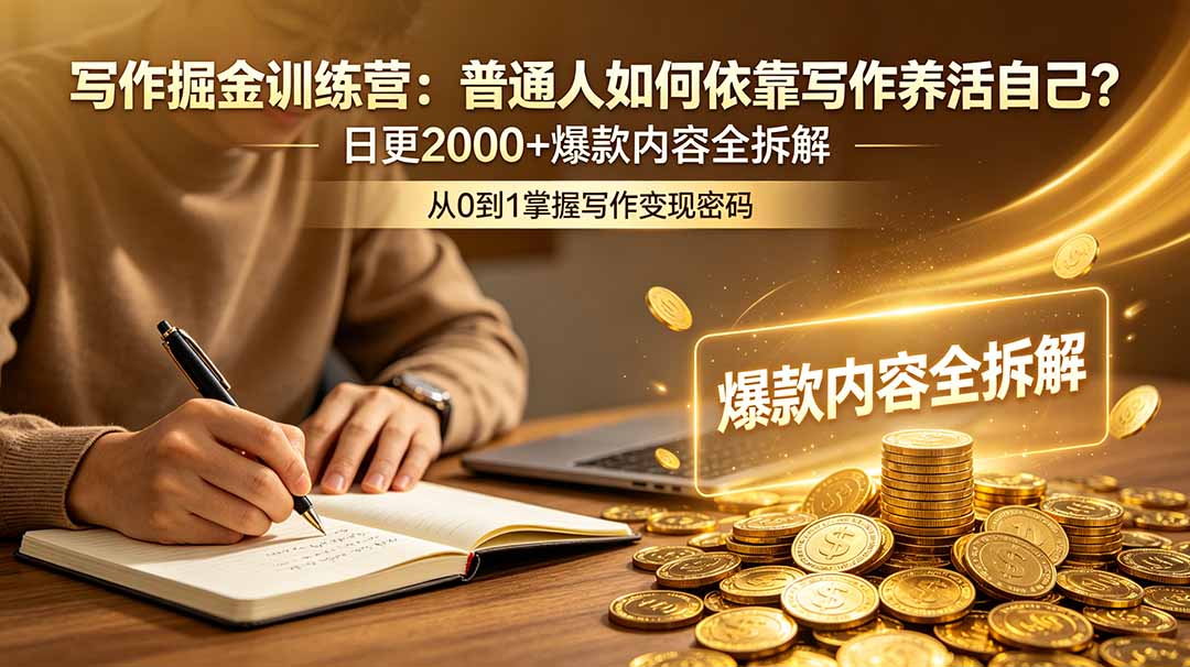 （18901期）写作掘金训练营：普通人如何依靠写作养活自己？日更2000+爆款内容全拆解-我爱项目网