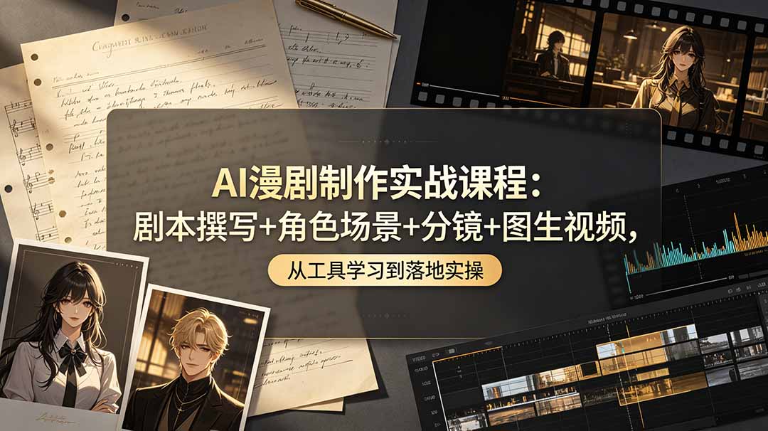 （19020期）AI漫剧制作实战课程：剧本撰写+角色场景+分镜+图生视频，从工具学习到落地实操-我爱项目网