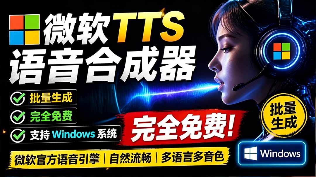 （19494期）微软 TTS 免费语音配音生成器，完全免费，支持多语音、多音色选择，Windows系统专用 TTS语音合成器-我爱项目网