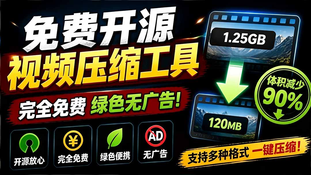 （19495期）Github开源视频压缩瘦身工具，轻松压缩90%，并保持画质清晰，完全免费绿色无广告！VideoSlim-我爱项目网