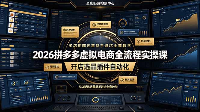 （19136期）2026拼多多虚拟电商全流程实操课，开店选品插件自动化，多店矩阵运营新手避坑全套教学-我爱项目网
