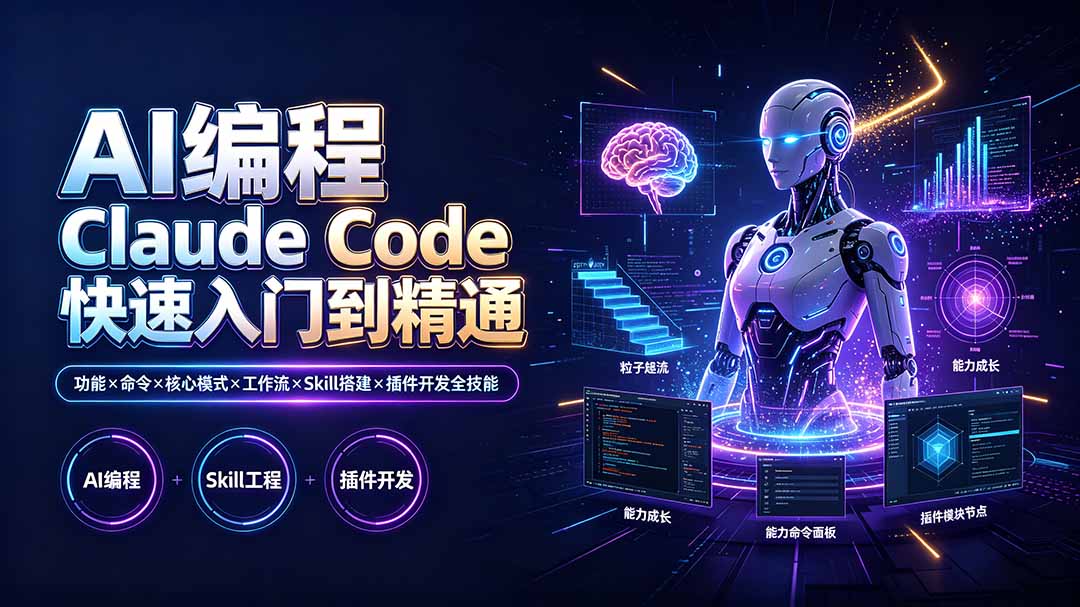 （19306期）AI编程 Claude Code快速入门到精通：功能×命令×核心模式×工作流×Skill搭建×插件开发全技能-我爱项目网