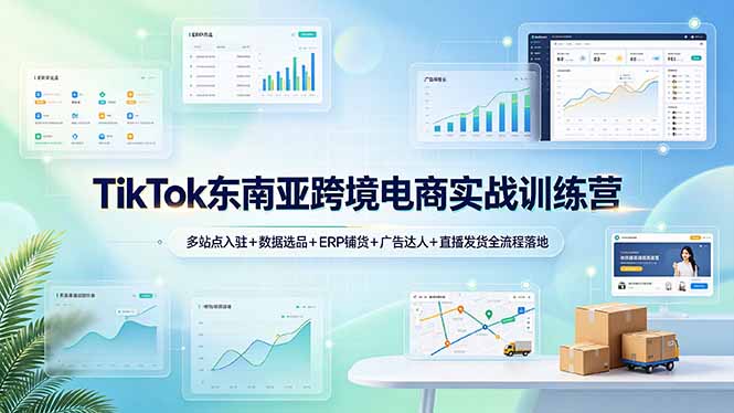 （19155期）TikTok东南亚跨境电商实战训练营：多站点入驻+数据选品+ERP铺货+广告达人+直播发货全流程落地-我爱项目网