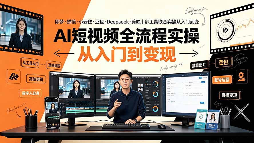（19250期）AI短视频全流程实操：即梦·蝉镜·小云雀·豆包·Deepseek·剪映｜多工具联合实操从入门到变现-我爱项目网