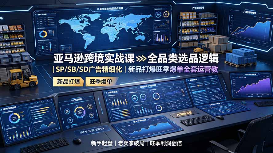 （19352期）亚马逊跨境实战课：全品类选品逻辑｜SP/SB/SD广告精细化｜新品打爆旺季爆单全套运营教程-我爱项目网