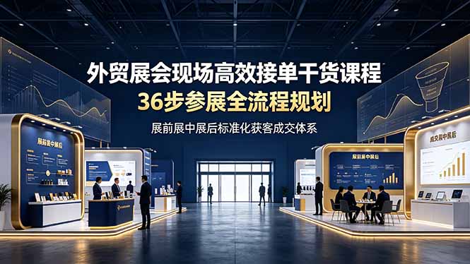 （19157期）外贸展会现场高效接单干货课程，36步参展全流程规划，展前展中展后标准化获客成交体系-我爱项目网